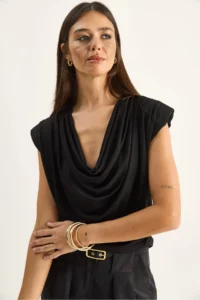 Bianco Lucci Women's Padded Collar Neck Viscose Blouse 28008 - Image 5