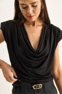 Bianco Lucci Women's Padded Collar Neck Viscose Blouse 28008 - Image 6