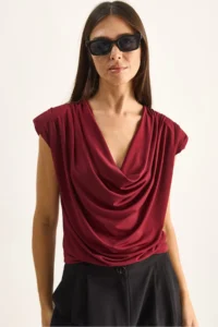Bianco Lucci Women's Padded Collar Neck Viscose Blouse 28008