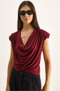 Bianco Lucci Women's Padded Collar Neck Viscose Blouse 28008 - Image 3