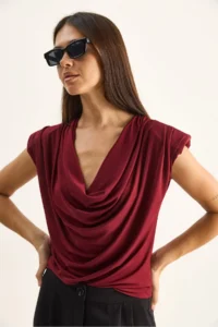Bianco Lucci Women's Padded Collar Neck Viscose Blouse 28008 - Image 4