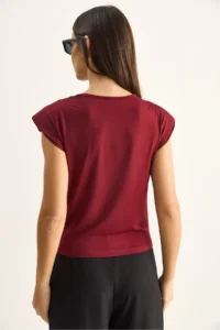 Bianco Lucci Women's Padded Collar Neck Viscose Blouse 28008 - Image 6