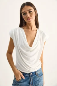 Bianco Lucci Women's Padded Collar Neck Viscose Blouse 28008 - Image 3
