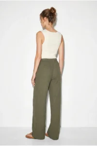 Bianco Lucci Women's Lace-up Elastic Waist Muslin Wide Leg Trousers YP5502 - Image 5