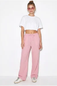 Bianco Lucci Women's Lace-up Elastic Waist Muslin Wide Leg Trousers YP5502 - Image 3