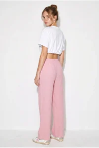 Bianco Lucci Women's Lace-up Elastic Waist Muslin Wide Leg Trousers YP5502 - Image 6