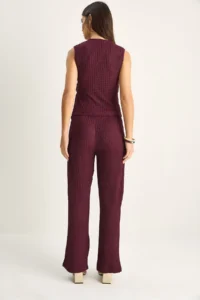 Bianco Lucci Women's Double Breasted Collar Draped Accessory Detailed Blouse Elastic Waist Trousers Wrap Suit 2334 - Image 7