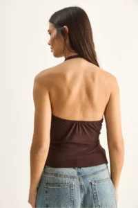 Bianco Lucci Women's Halter Neck Buckle Drape Detailed Blouse 2306 - Image 6