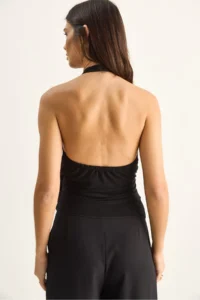 Bianco Lucci Women's Halter Neck Buckle Drape Detailed Blouse 2306 - Image 7