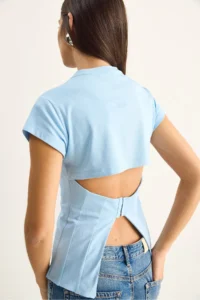 Bianco Lucci Women's Metal Hook and Slit Detailed Cotton Corset Top 1100 - Image 3