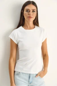 Bianco Lucci Women's Metal Hook and Slit Detailed Cotton Corset Top 1100 - Image 2