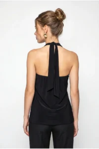 Bianco Lucci Women's Off Shoulder Collar Halter Neck Draped Accessory Belted Blouse 28001 - Image 6