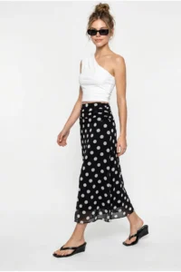 Bianco Lucci Women's High Waist Polka Dot Lined Midi Tulle Skirt 0023 - Image 4