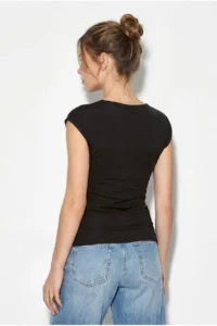 Bianco Lucci Women's Off-Neck Lycra Blouse with Gather Detail on the Sides 6157 - Image 4