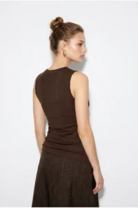 Bianco Lucci Women's Lace Detailed V-Neck Fit Athlete Blouse 1054 - Image 5