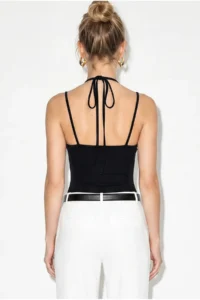 Bianco Lucci Women's Lace Detailed Halter Collar Snap Fastener Blouse ÖA261017 - Image 7