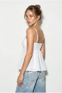 Bianco Lucci Women's V-Neck Bow Detailed Thin Strap Back Gipe Detailed Blouse 20194 - Image 5