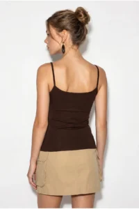 Bianco Lucci Women's Lace Detailed V-Neck Thin Strap Viscose Athlete Blouse 30006 - Image 6