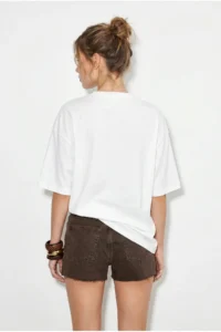 Bianco Lucci Women's Crew Neck Heart Printed Oversize Cotton T-Shirt ÖT100012 - Image 5