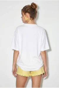 Bianco Lucci Women's Crew Neck Cat Printed Oversize 100% Cotton T-Shirt ÖT100006 - Image 4
