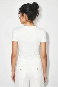 Bianco Lucci Women's Metal Accessories, Low-cut, Body-hugging Blouse 36002 - Image 5