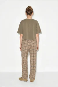 Bianco Lucci Women's Plaid Patterned Wide Leg Trousers with Elastic Waist Tie 20178 - Image 5