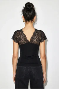 Bianco Lucci Women's Lace V-neck Bodycon Blouse 36012 - Image 5