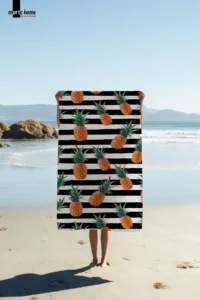 Marte Home Pineapple Stripe Printed Beach Towel - Image 2