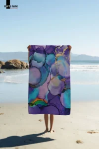Marte Home Purple Marble Beach Towel - Image 2