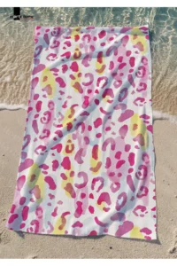 Marte Home Pink Leopard - Printed Beach Towel