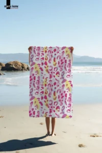 Marte Home Pink Leopard - Printed Beach Towel - Image 2