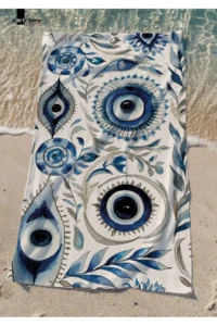 Marte Home EVIL EYES - EYE BEAD PRINTED  BEACH TOWEL