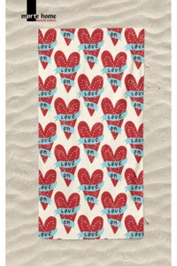 Marte Home LOVE Heart Printed Beach Towel - Image 2