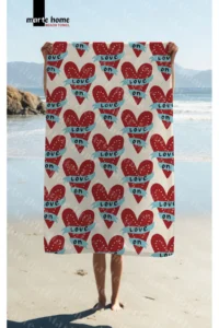 Marte Home LOVE Heart Printed Beach Towel - Image 3