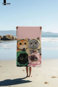 Marte Home CATS -  CAT PRINTED BEACH TOWEL - 75x150 CM - Image 2