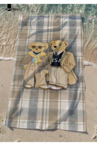 Marte Home TEDDY BEAR PLAID   PRINTED BEACH TOWEL - 75x150 CM