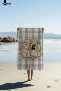Marte Home TEDDY BEAR PLAID   PRINTED BEACH TOWEL - 75x150 CM - Image 2