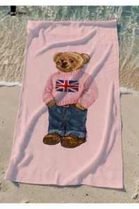 Marte Home TEDDY BEAR  COLORED PRINTED BEACH TOWEL - 75x150 CM