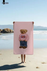Marte Home TEDDY BEAR  COLORED PRINTED BEACH TOWEL - 75x150 CM - Image 2