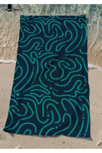Marte Home Green Doodle - Printed Beach Towel