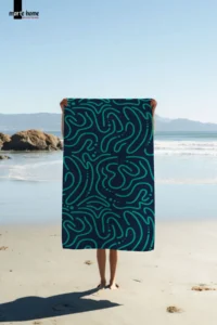 Marte Home Green Doodle - Printed Beach Towel - Image 2