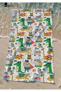 Marte Home Kahraman Hayvanlar Kids Beach Towel