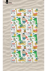 Marte Home Kahraman Hayvanlar Kids Beach Towel - Image 3