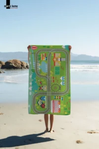 Marte Home Tren Yolu - Printed Kids Beach Towel - Image 2
