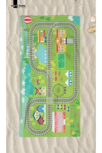 Marte Home Tren Yolu - Printed Kids Beach Towel - Image 3