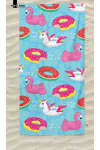 Marte Home Flamingo Unicorn Colorful Beach Towel - Image 3