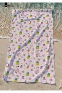 Marte Home Pink Konsept Printed Kids Beach Towel