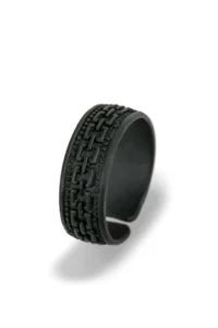The Collection Roma pattern Model Adjustable Black Kaplama Ring