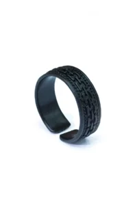 The Collection Roma pattern Model Adjustable Black Kaplama Ring - Image 2