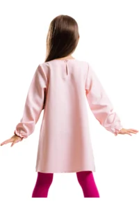 Denokids Elegant Ceylan Girls' Weaving Pink Winter Dress - Image 2